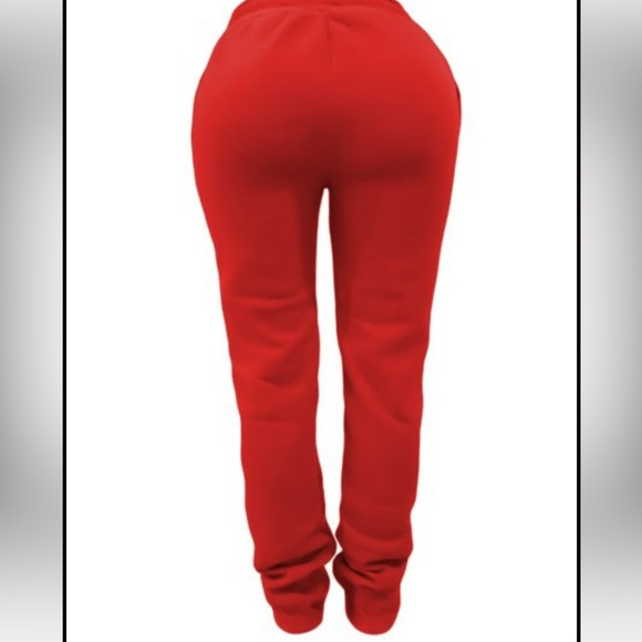 RED STACKED JOGGER PANTS! - Picture 2 of 2